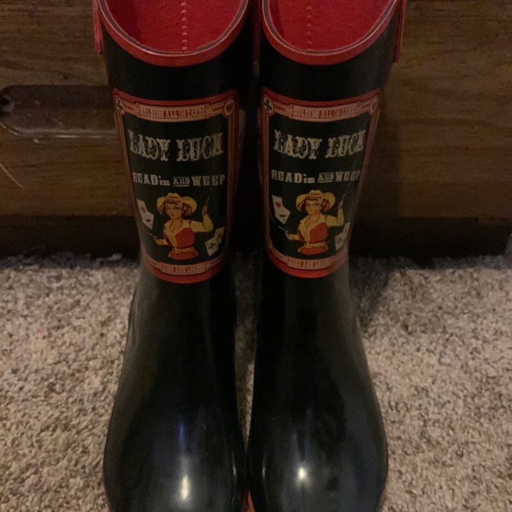 Nomad Yippy Lady Luck Pointed Toe Western Rubber Rain Boot